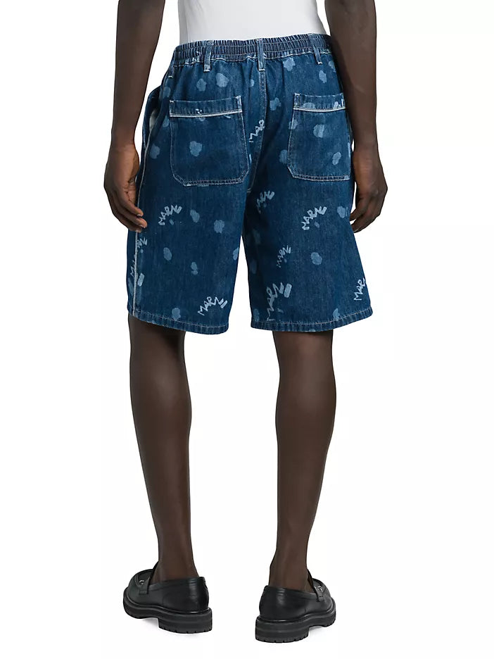Marni Dripping Logo Denim Short