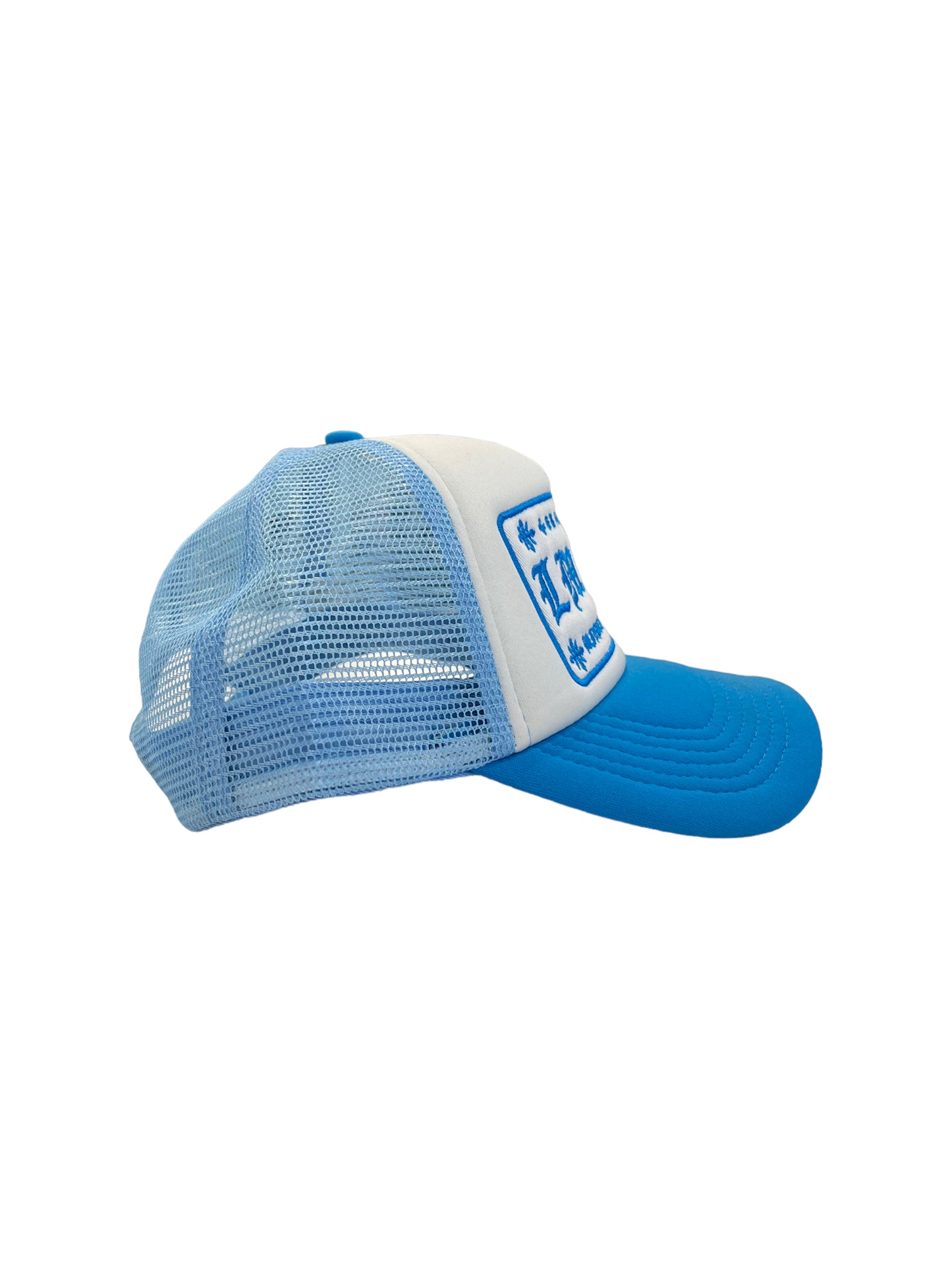 LMNTS Old English Trucker Hat (Light Blue)