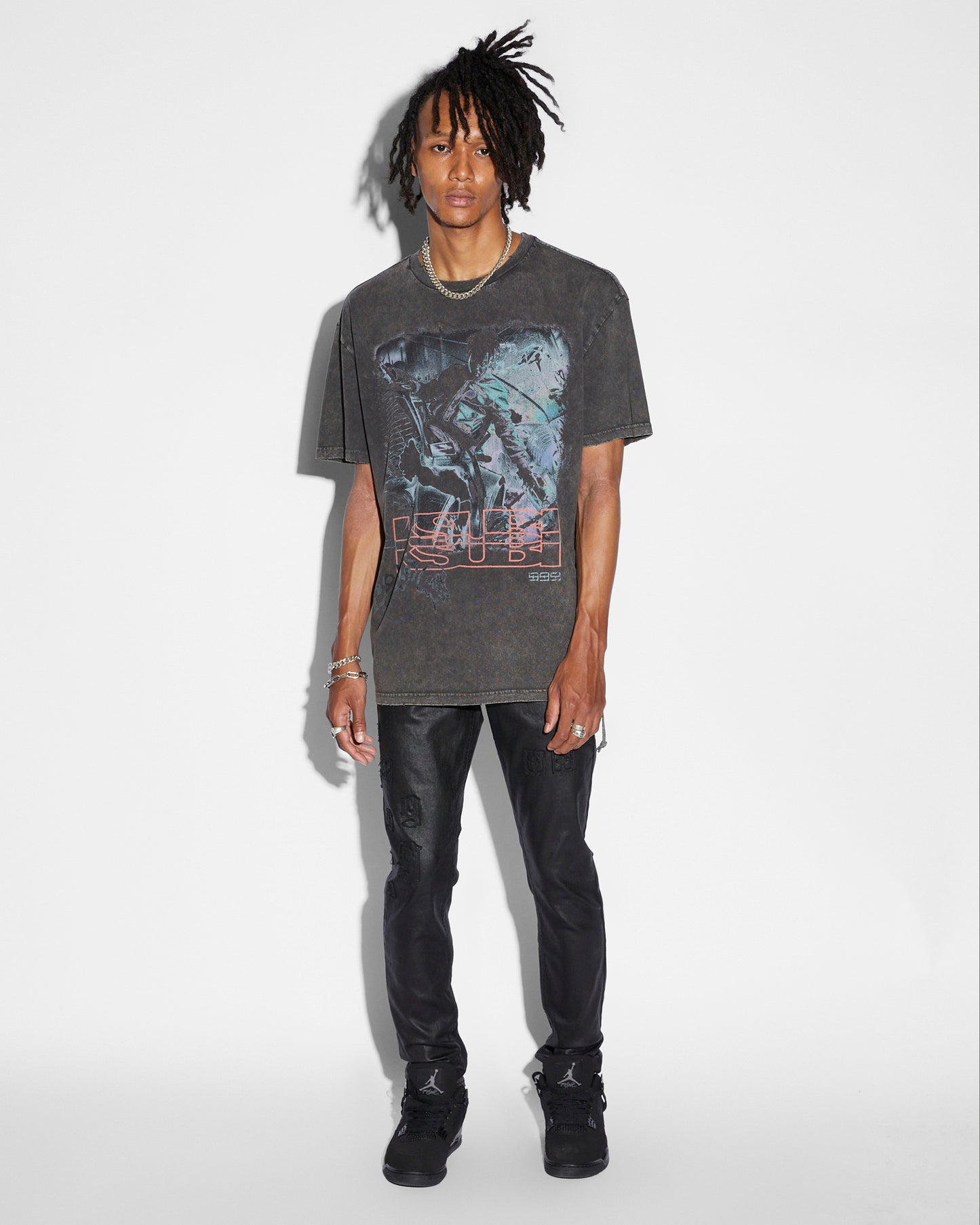 Ksubi Super Juice Biggie Ss Tee Sun Fade Black