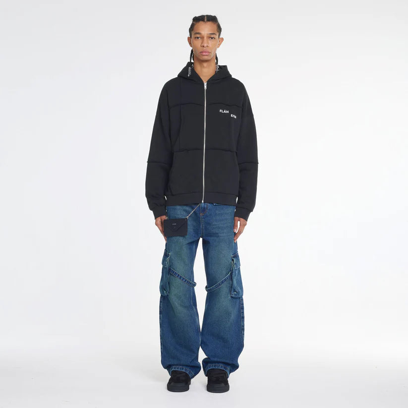 Flaneur Cut and Sew Zip-Up Hoodie