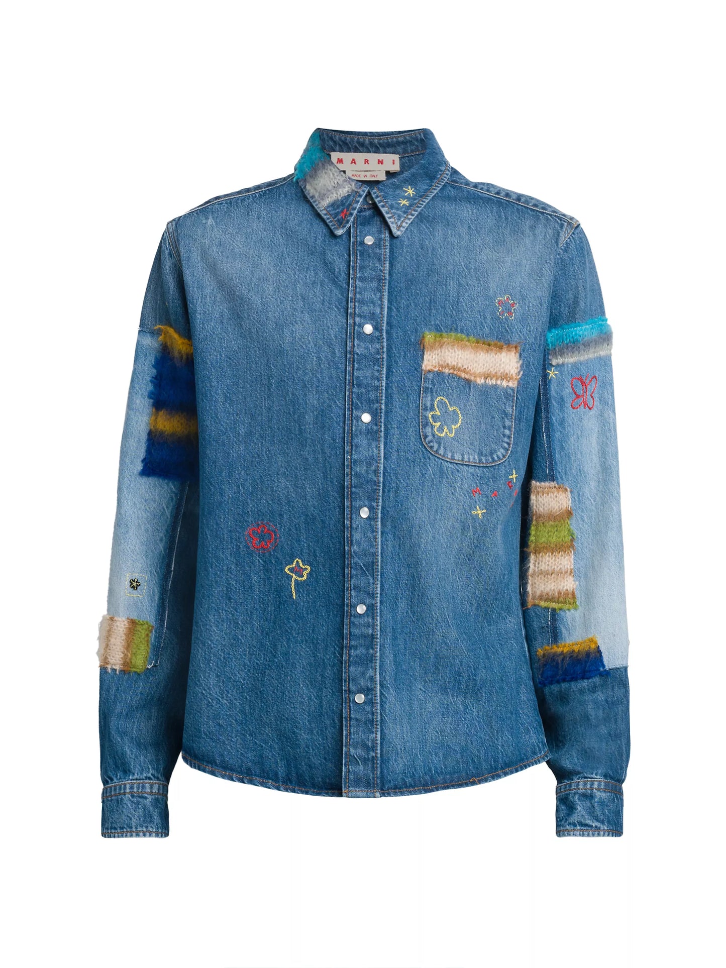 Marni Blue Denim Patchwork Shirt