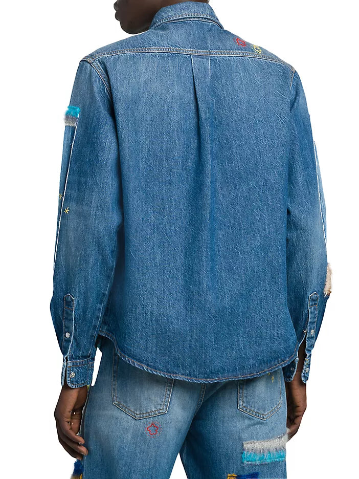Marni Blue Denim Patchwork Shirt