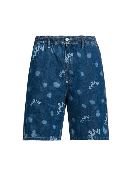 Marni Dripping Logo Denim Short