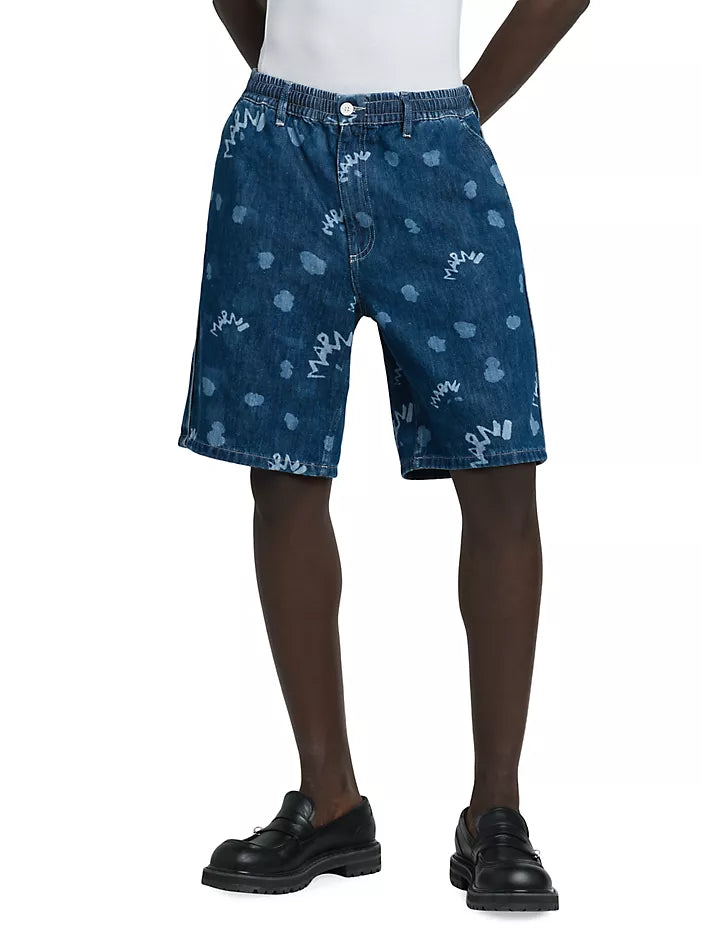 Marni Dripping Logo Denim Short