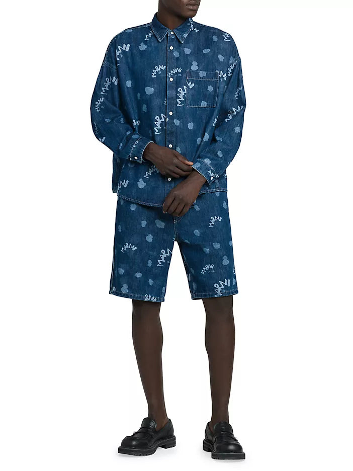 Marni Dripping Logo Denim Short