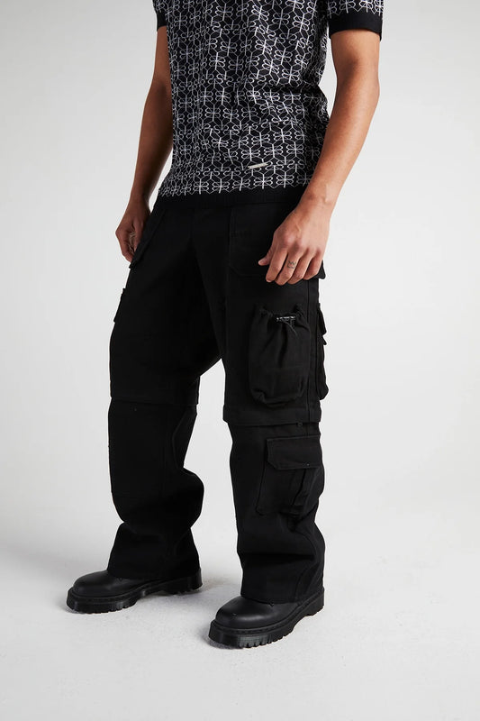 RtA Multi Pocket Cargo Pant Black Destroyed