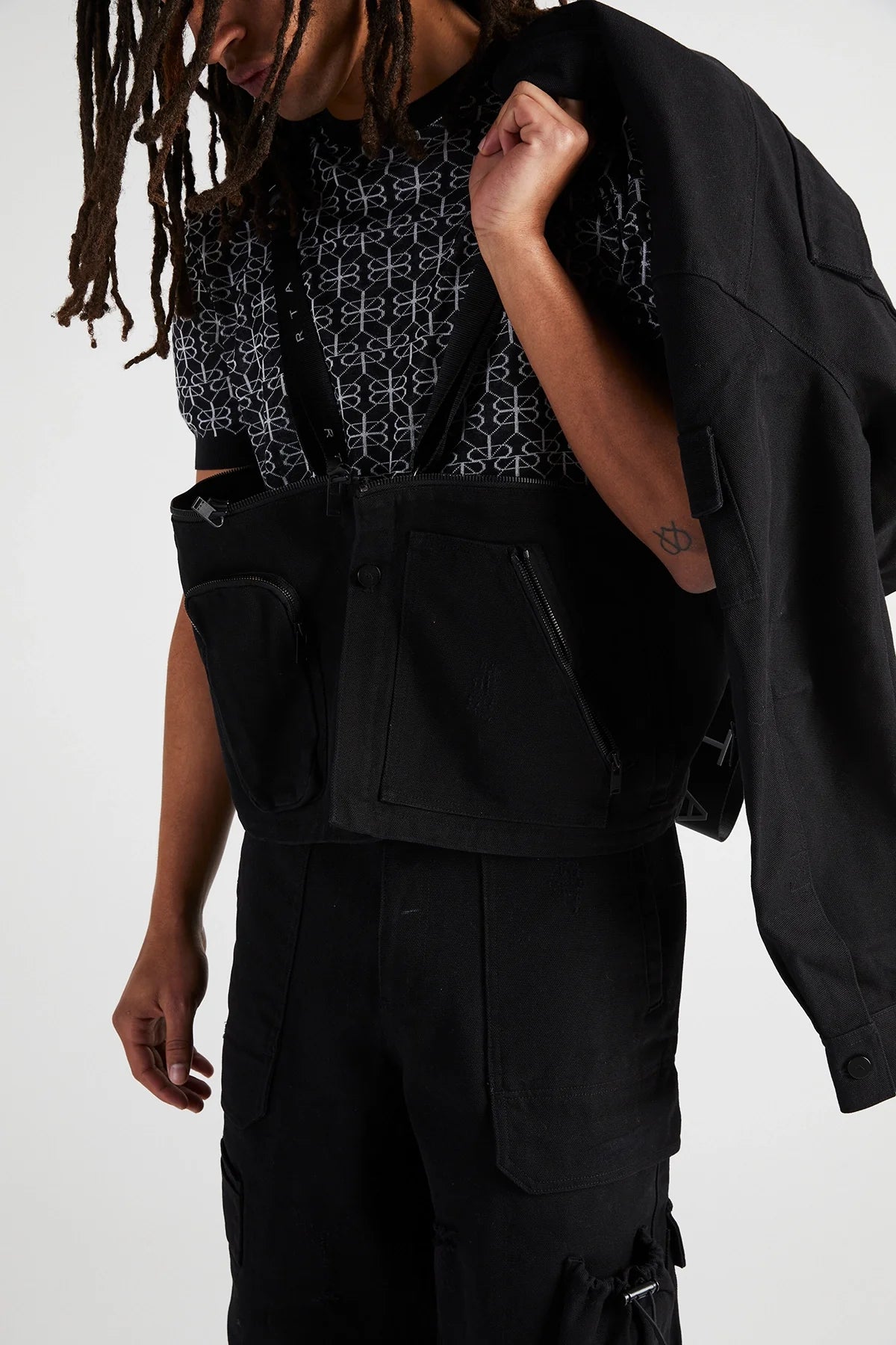 RtA Multi Pocket Jacket Black Destroyed