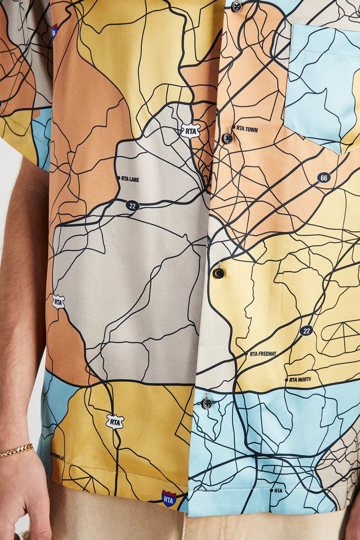 RtA Silk Print Shirt Road Map