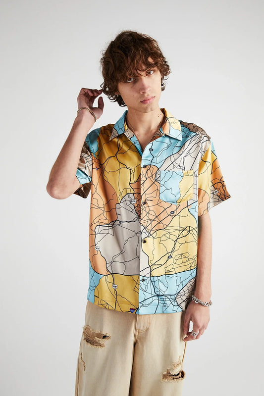RtA Silk Print Shirt Road Map