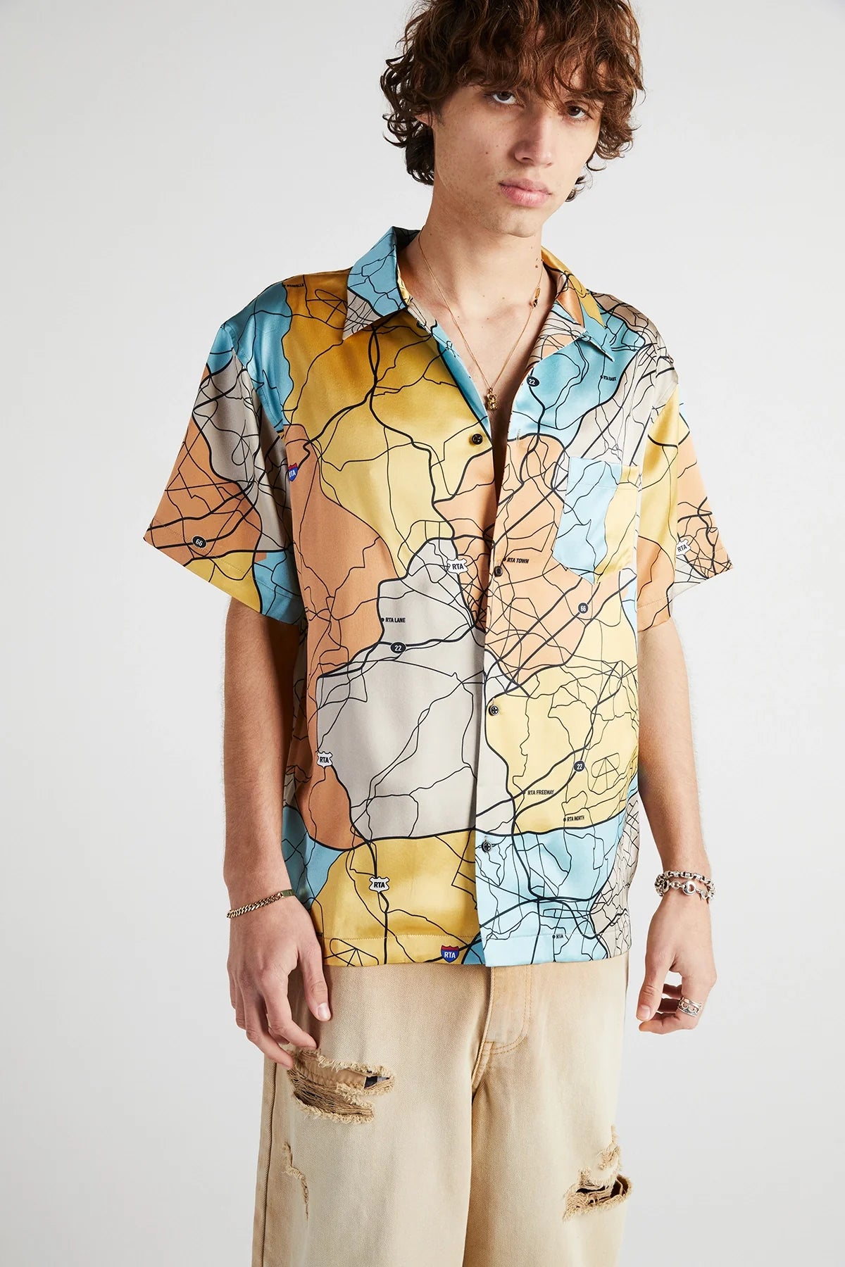 RtA Silk Print Shirt Road Map