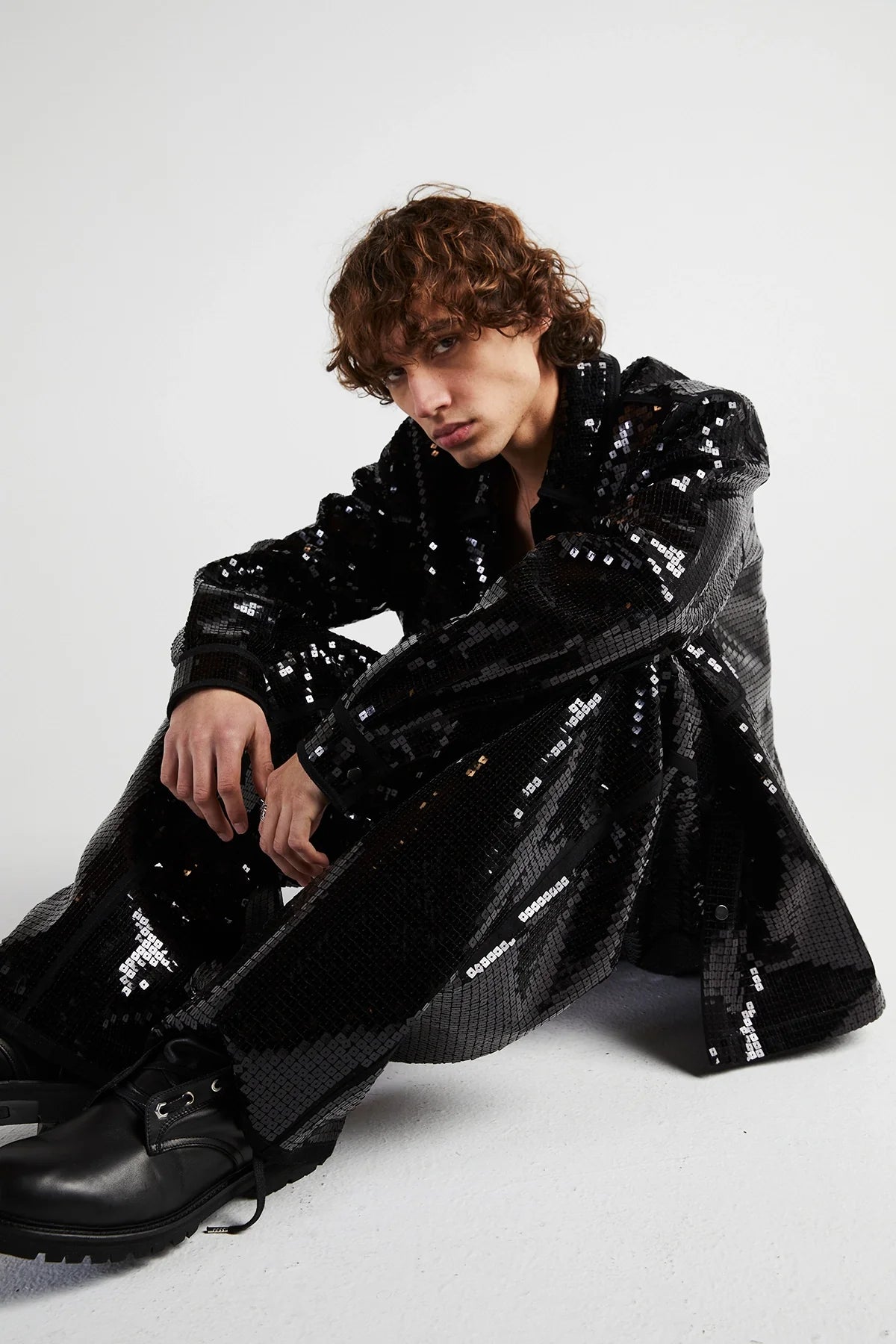 RtA Chest Pocket Shacket - Black Sequin
