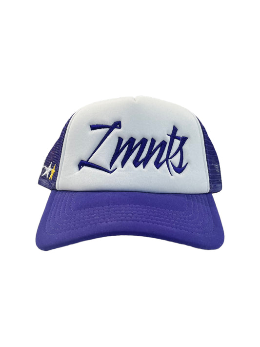 First Avenue Trucker Hat (White and Purple)
