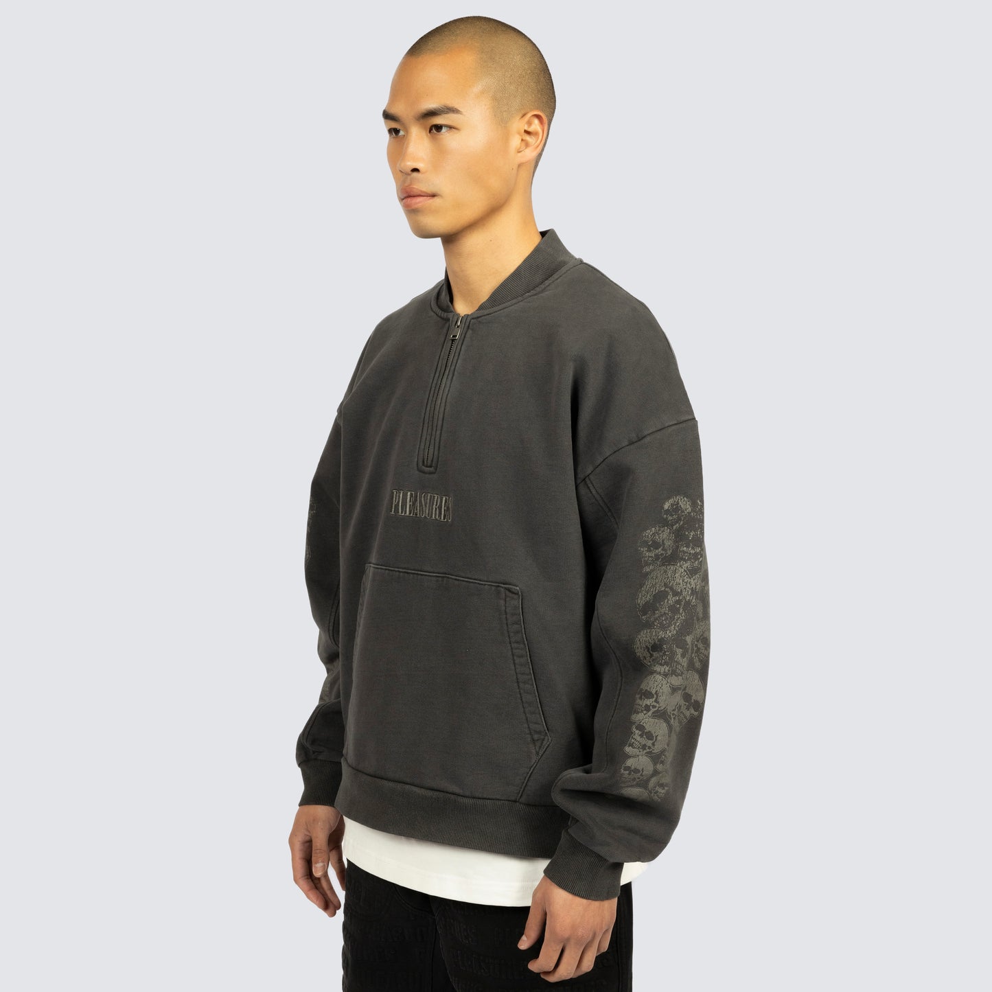 Pleasures Skull Spiral Quarter Zip