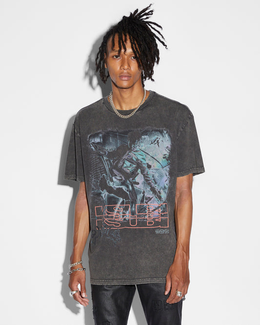 Ksubi Super Juice Biggie Ss Tee Sun Fade Black