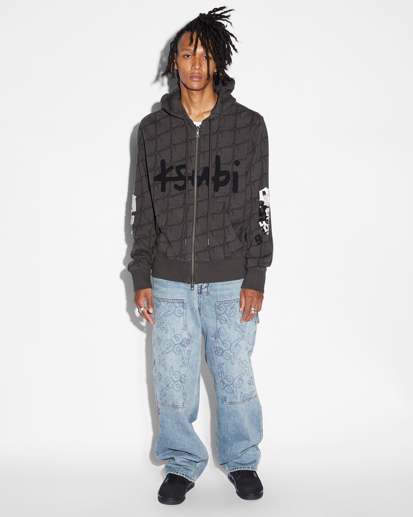 Ksubi 999 Zip Thru Kash Hoodie Faded Black