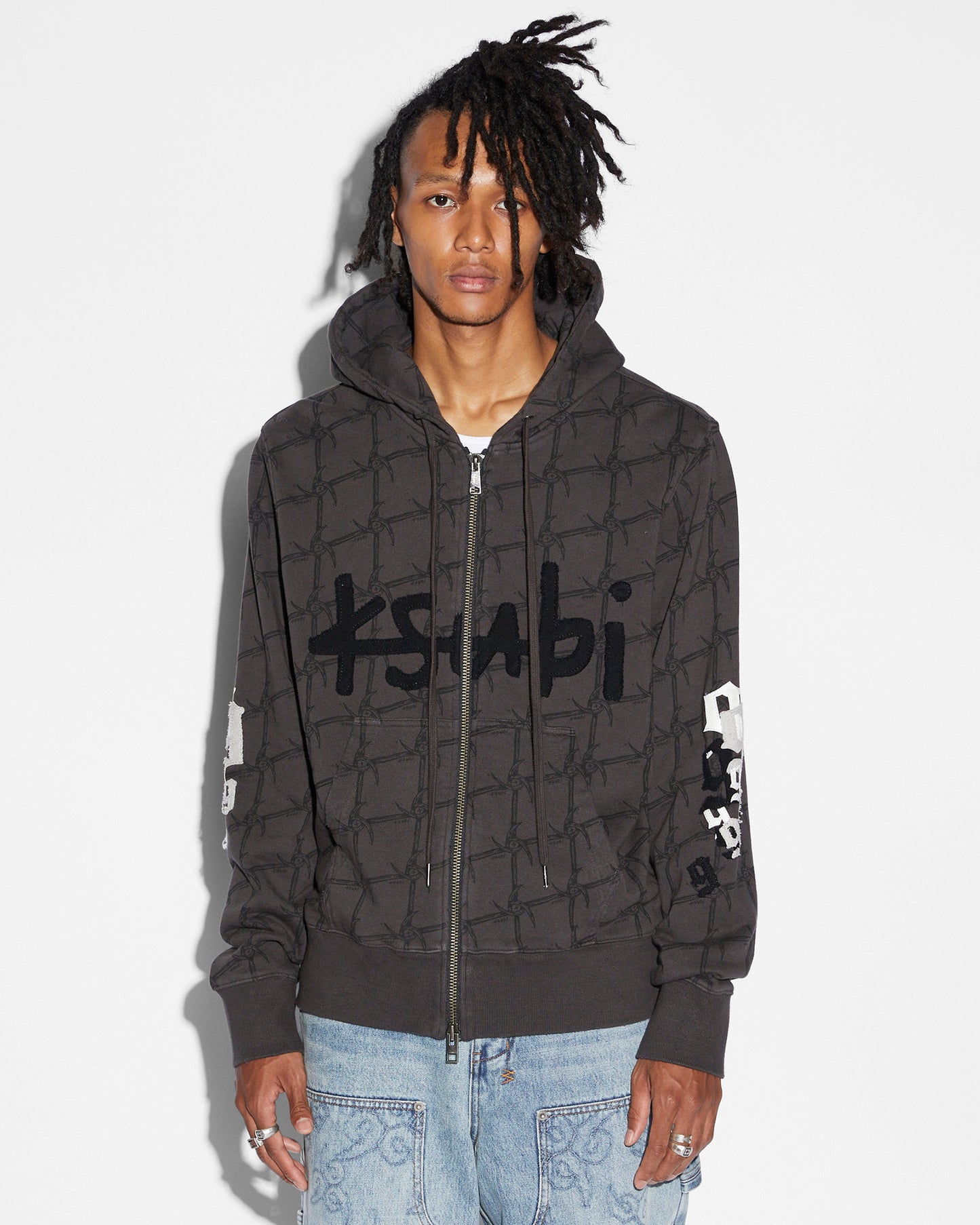 Ksubi 999 Zip Thru Kash Hoodie Faded Black