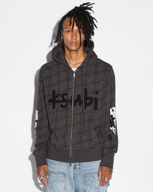 Ksubi 999 Zip Thru Kash Hoodie Faded Black